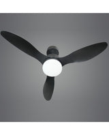Ventilador de techo con luz AJP Valcano LED negro 3 palas 3000-6500K Ø106cm 20W 11541