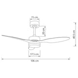 Ventilador de techo con luz AJP Valcano LED negro 3 palas 3000-6500K Ø106cm 20W 11541 — vista 6