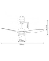 Ventilador de techo con luz AJP Valcano LED negro 3 palas 3000-6500K Ø106cm 20W 11541