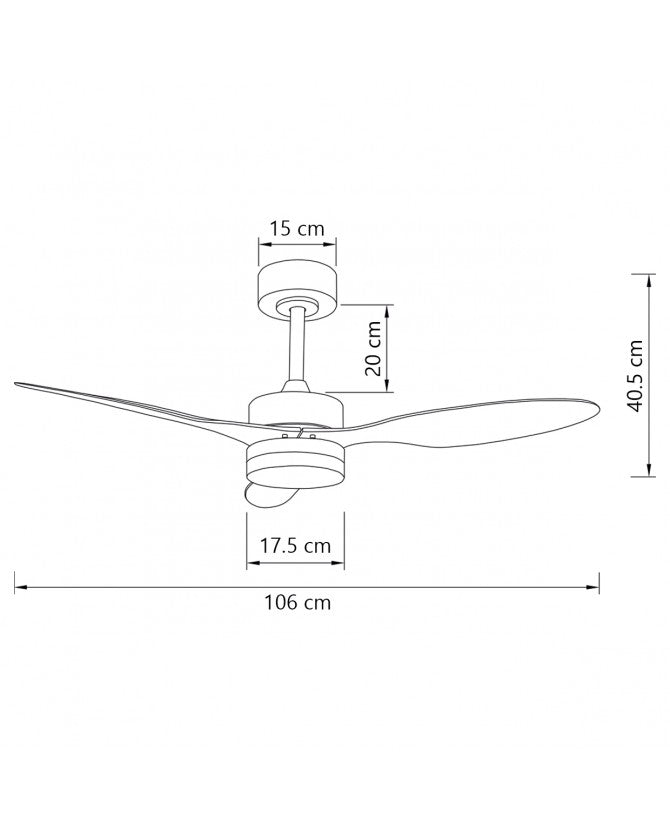 Ventilador de techo con luz AJP Valcano LED negro 3 palas 3000-6500K Ø106cm 20W 11541
