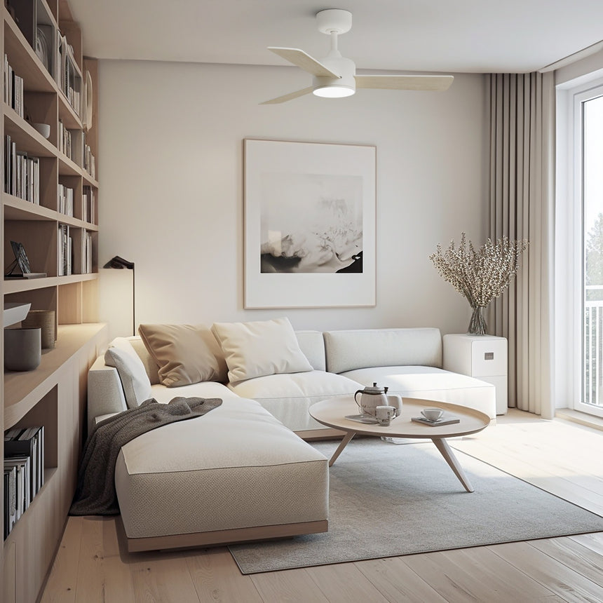 Ventilador de techo con luz Sulion Baloo Evo S LED madera blanco reversible CCT 20W 2193229