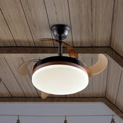 Ventilador de techo plafón retráctil Schuller Vento Mini LED negro y bronce regulable 169211