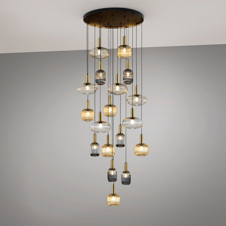 Schuller Norma Lámpara de techo colgante 18 luces negro y latón 225892