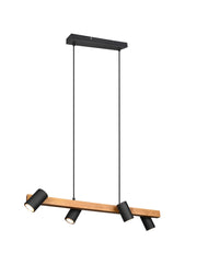 Lámpara de techo colgante Trio Marley 4 luces negro mate 150cm 312490432