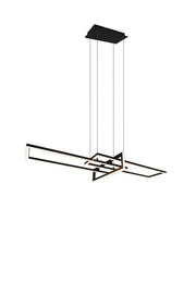 Trio Salinas 320310332 negro mate: lámpara colgante rectangular encendida