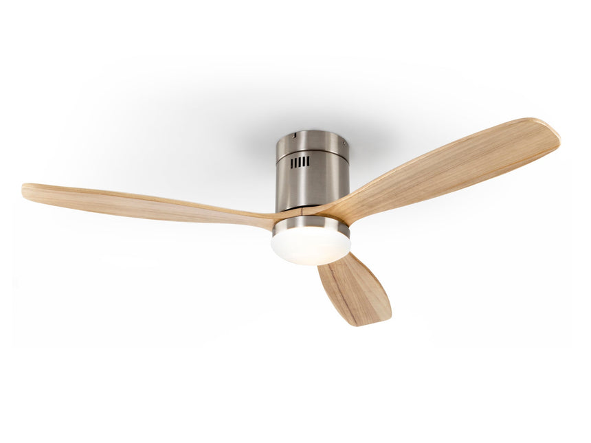 Schuller Siroco Ventilador níquel y madera dimable 329521D