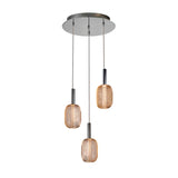 Schuller Micrón Lámpara de techo colgante 3 luces cromo y oro 413626