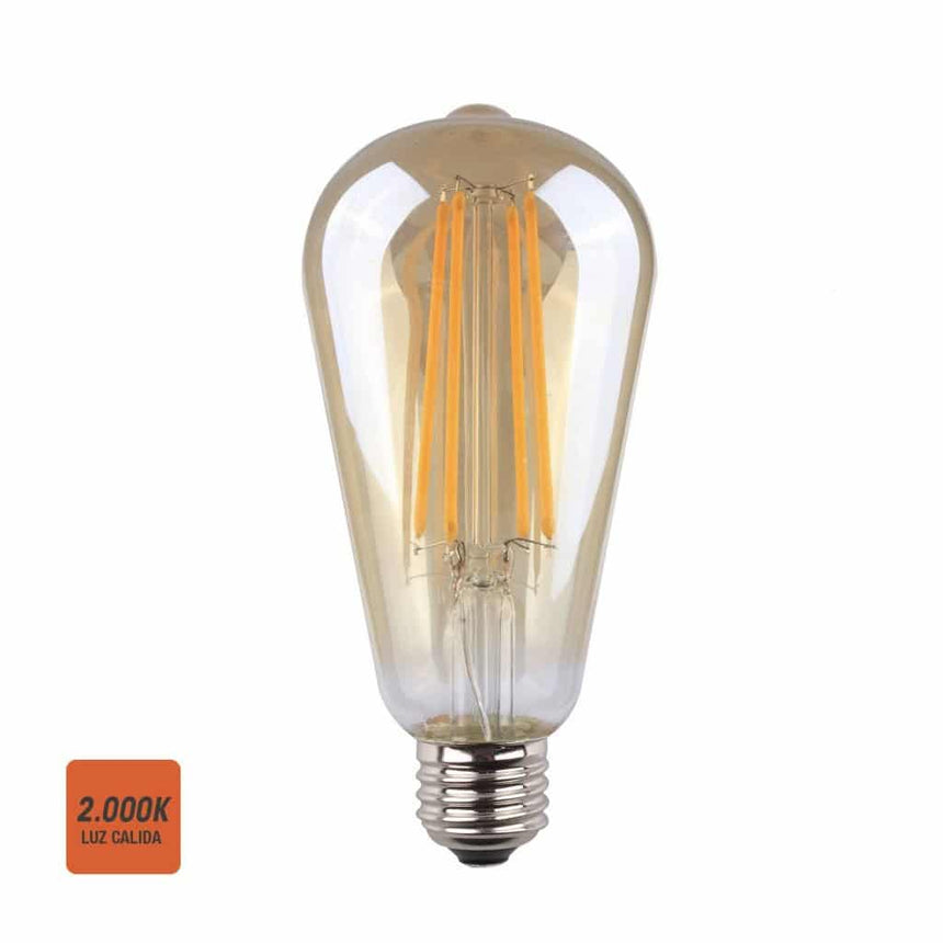 Elektro3 BOMBILLA OVOIDE FILAMENTO LED CRISTAL VINTAGE E27 6W 500 LM 2000K LUZ CALIDA EDM