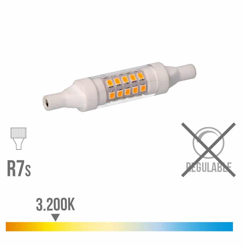 BOMBILLA LINEAL LED 78 MM R7S 5.5W 600 LM 3200K LUZ CALIDA BASE CERAMICA | Elektro3