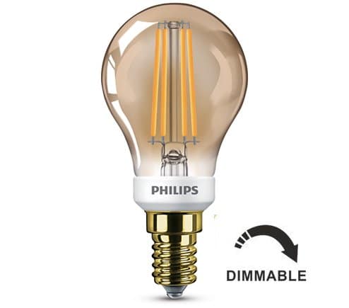 Philips Bombilla LED Esférica 5W regulable E14 Vintage 81415400