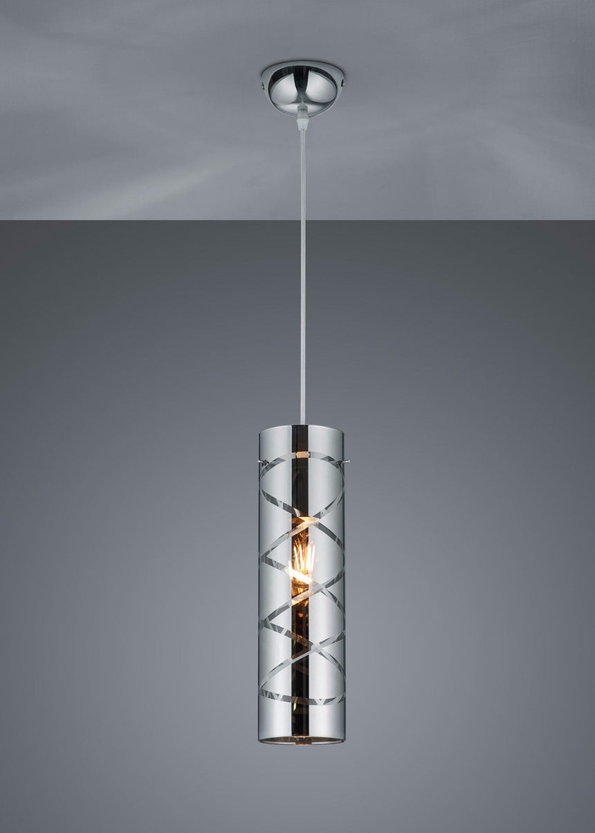 Trio Romano Chrome Metal Pendant Ceiling Lamp R30171054