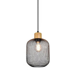 Trio Calimero Lámpara colgante de metal estera negra R30561032