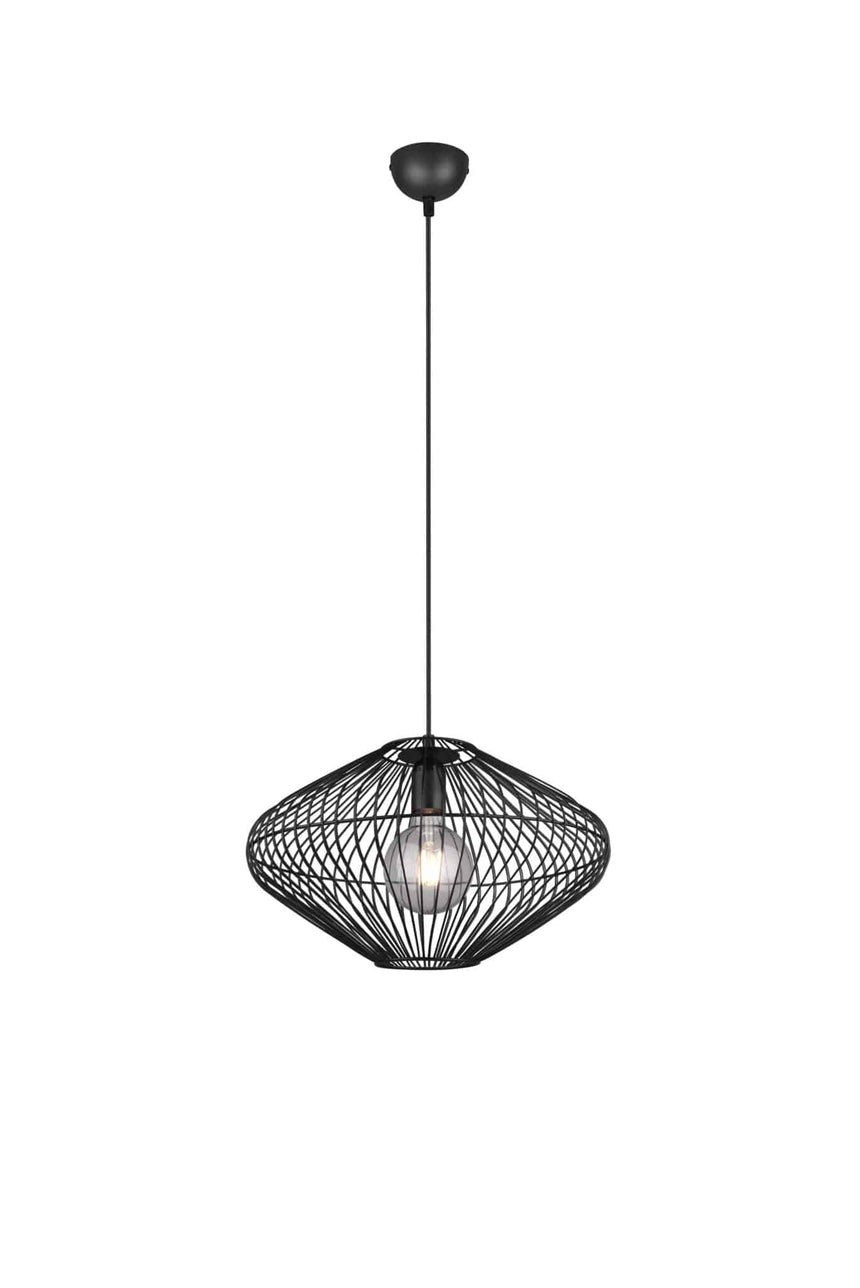 Trio Cobain Lámpara colgante de metal estera negra R30831032