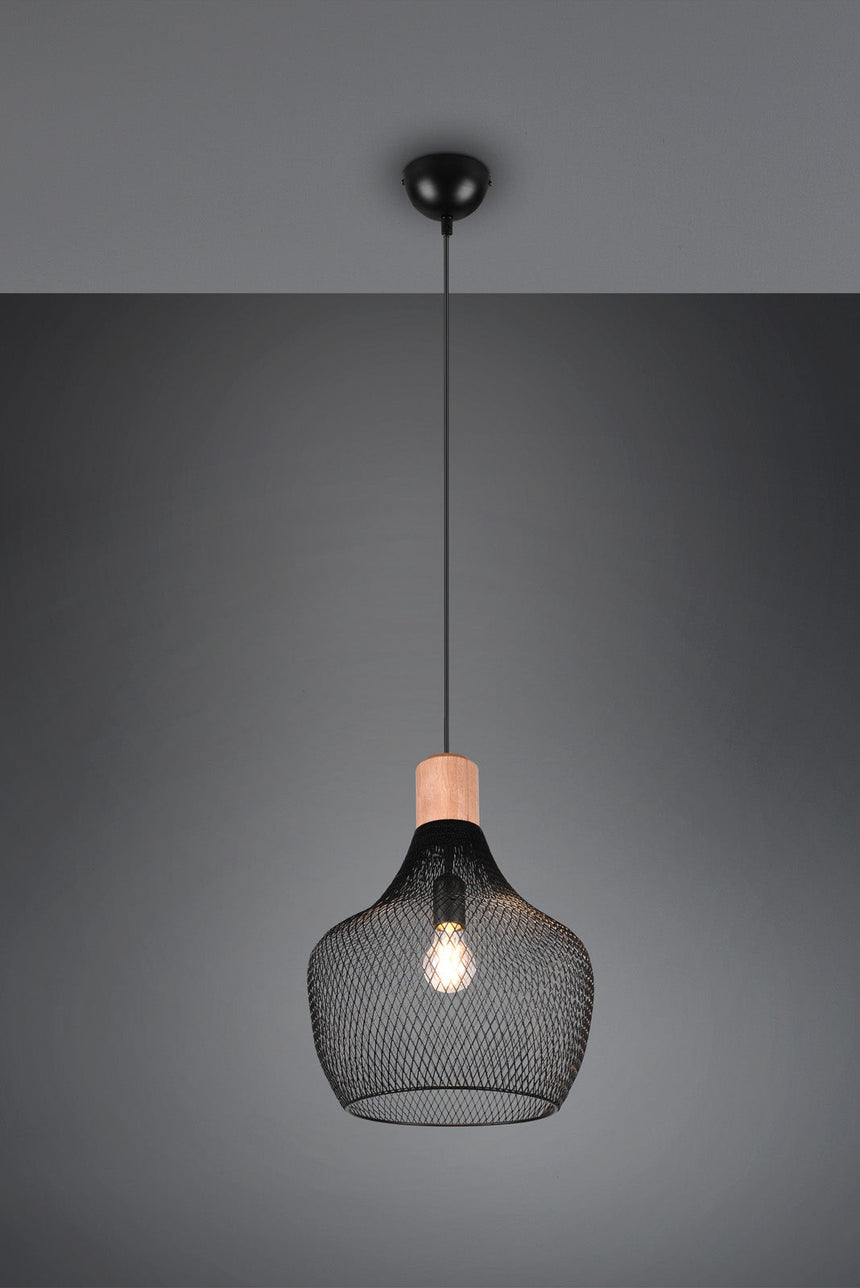 Trio Valeria Lámpara colgante metal estera negra R31281932