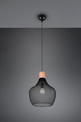 Trio Valeria Lámpara colgante metal estera negra R31281932
