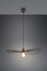 Trio Chapeau Lámpara de techo colgante metal estera negra R31451032