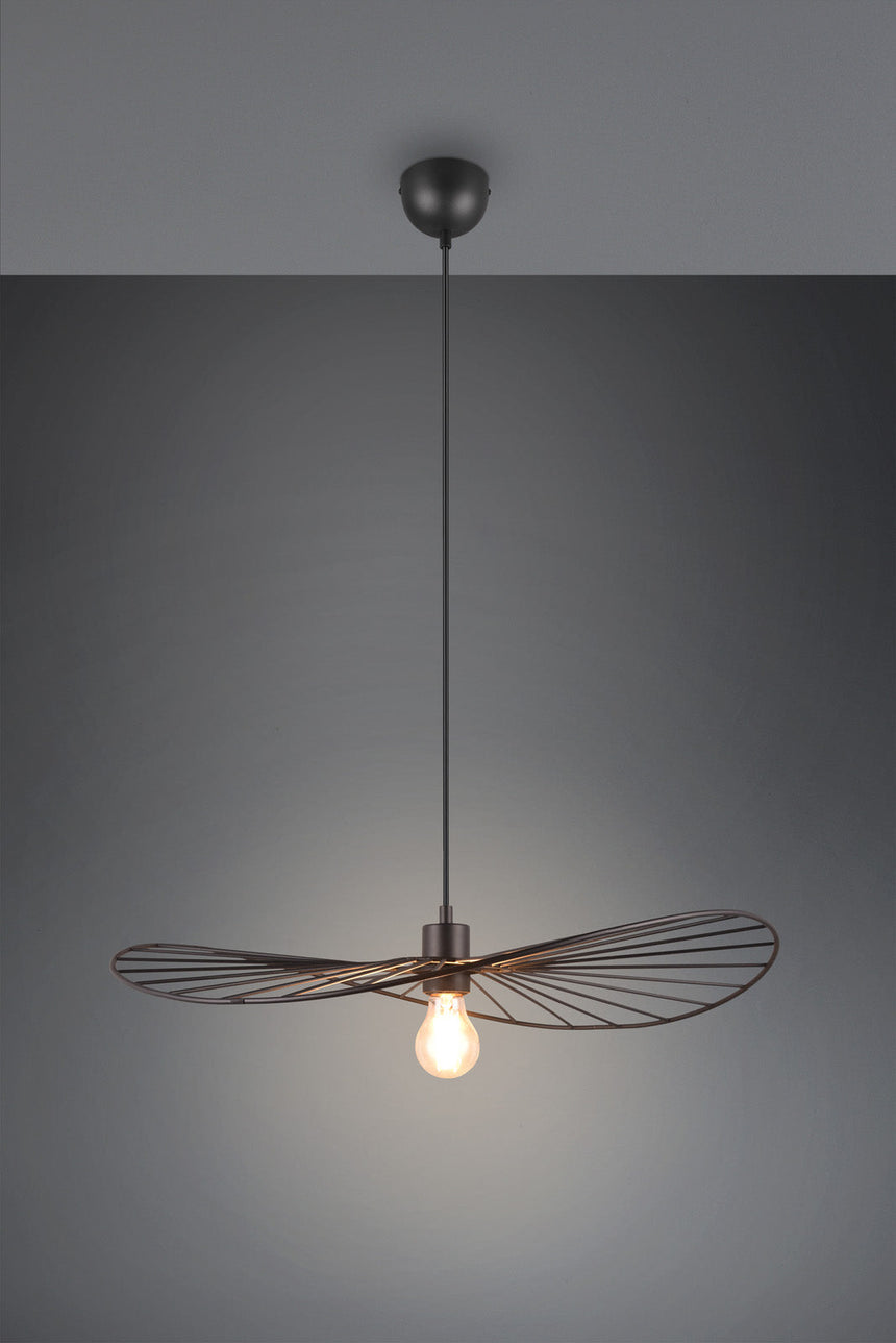Trio Chapeau Lámpara de techo colgante metal estera negra R31451032