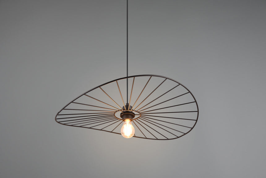 Trio Chapeau Lámpara de techo colgante metal estera negra R31451032