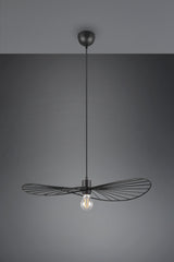 Trio Chapeau Lámpara de techo colgante metal estera negra R31451032