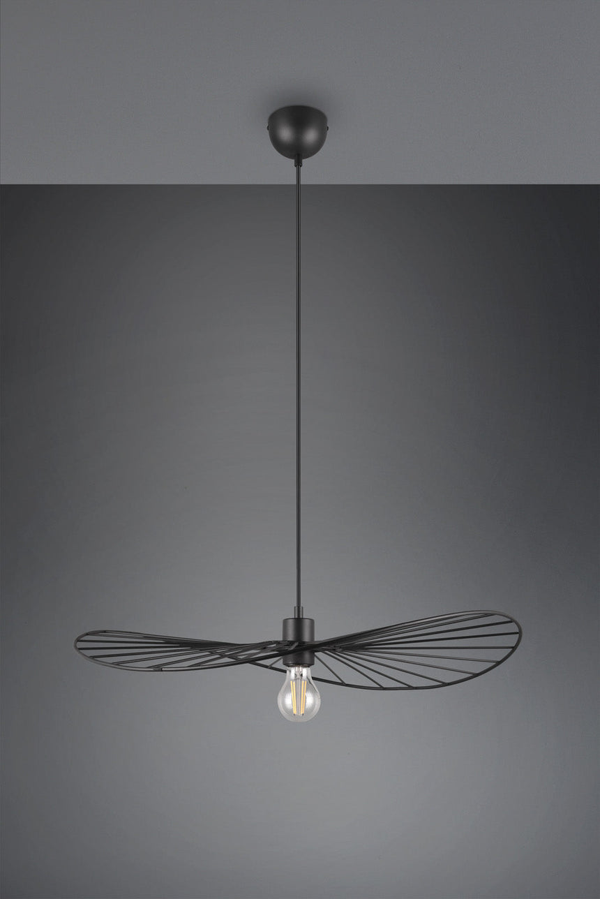 Trio Chapeau Lámpara de techo colgante metal estera negra R31451032