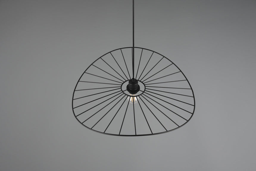 Trio Chapeau Lámpara de techo colgante metal estera negra R31451032