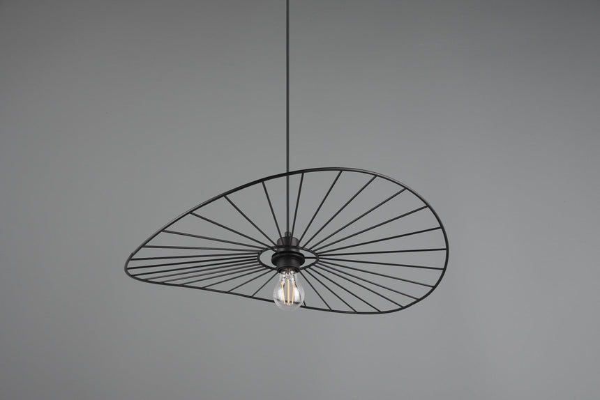 Trio Chapeau Lámpara de techo colgante metal estera negra R31451032
