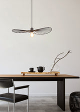 Trio Chapeau Lámpara de techo colgante metal estera negra R31451032