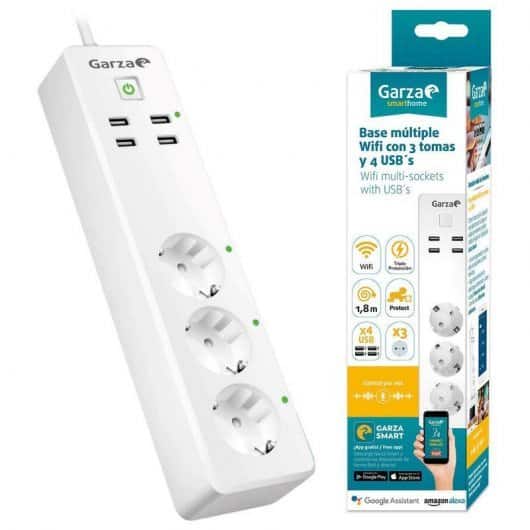 Garza 401263 SmartHome Regleta enchufe multiple inteligente wifi de 3 tomas compatible con Alexa y Google Home